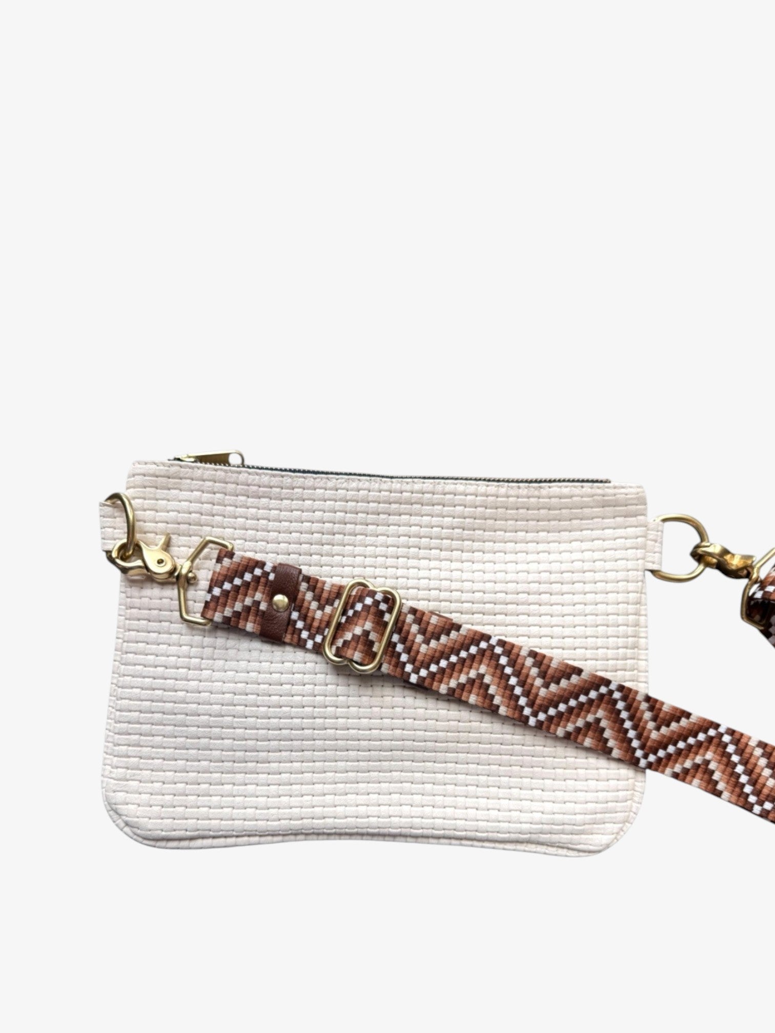 Alice Crossbody Bag, Cream Embossed Leather