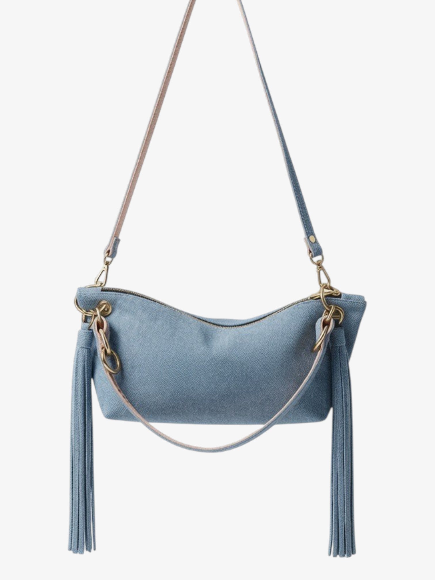 バッグ fringe denim Pukkuri shoulder bag Blair Shoulder Bag, Denim-Printed Leather/Fringe