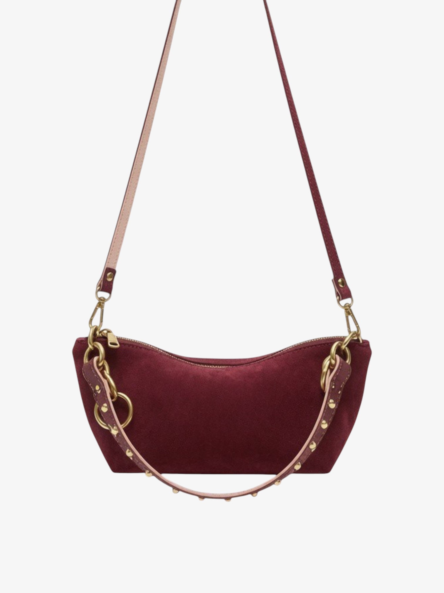 Baby Blair Shoulder Bag, Burgundy Suede